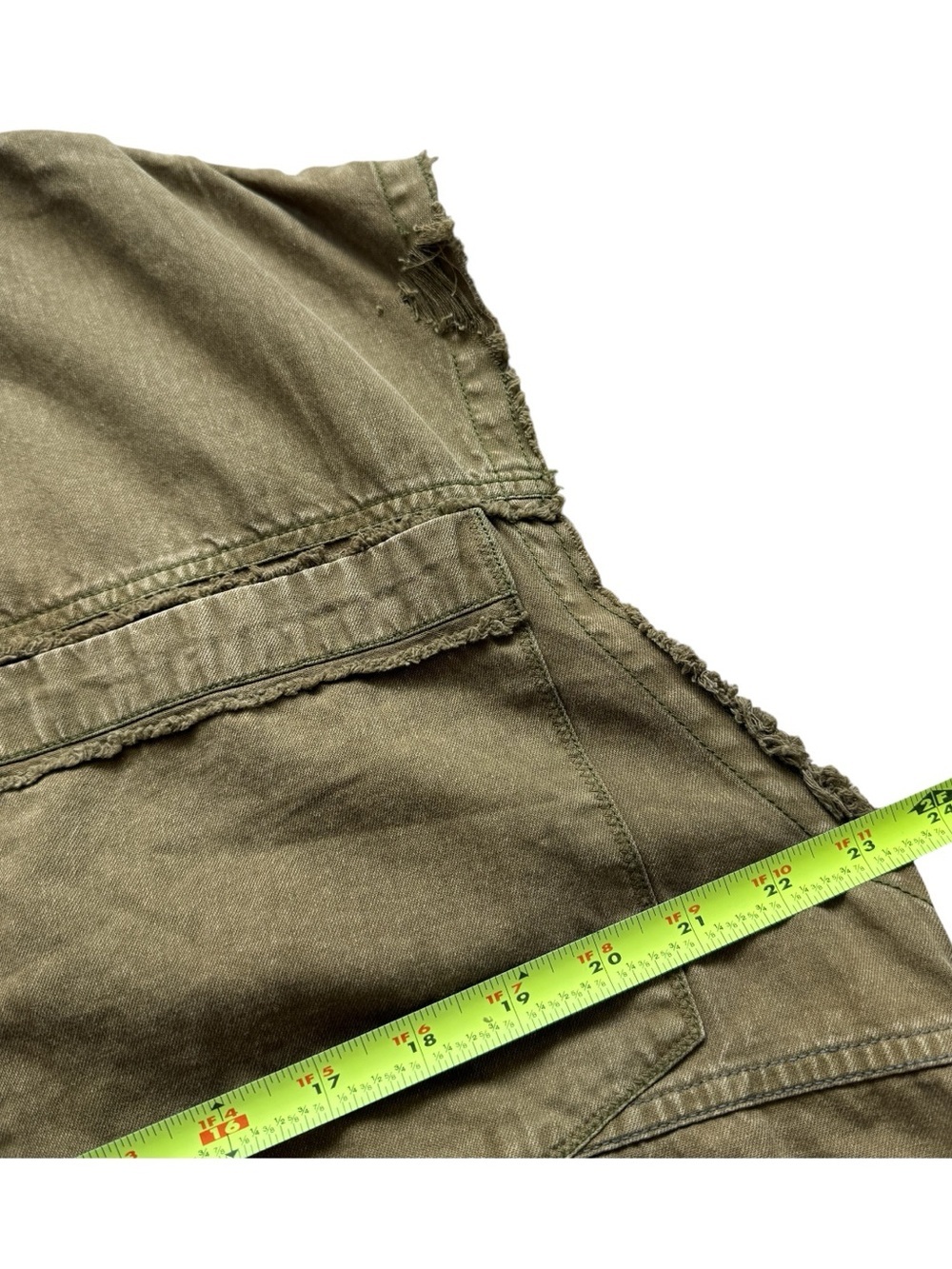 Free People We The Free Olive Utility Vest Oversized Distressed Cotton Military - Picture 7 of 12